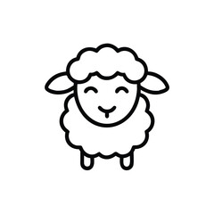 Cute Smiling Sheep Illustration Black And White Icon For Farm Designs
