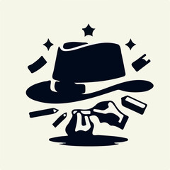 vector art of silhouette cowboy hat