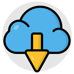 Conceptual flat design icon of cloud download