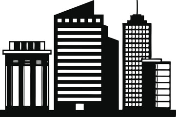 Obraz premium Black silhouette vector of striped architectural design 