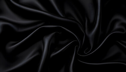 Fototapeta premium Elegant Black Satin Drape: A Study in Texture and Shadow