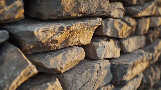 Mason laying stone bricks for a garden wall. Featuring masonry work and outdoor spaces