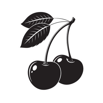black cherries with leaves clip art preview