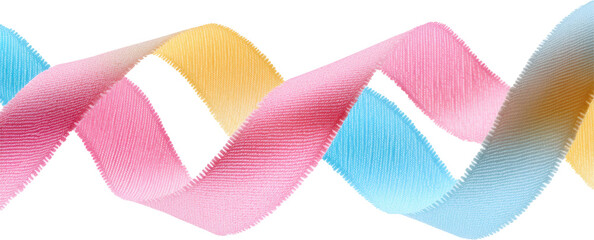 Colorful ribbon spirals on transparent background