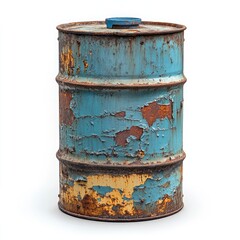 Obraz premium Rusted blue metal barrel