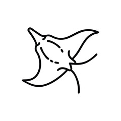 Minimalist Outline Illustration Of Manta Ray Ocean Wildlife Sea Creature