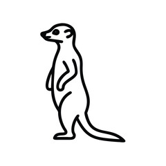 Standing Meerkat Line Art Illustration Isolated On White Background Vector Image