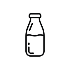 Milk Bottle Line Icon Illustration For Dairy Products And Healthy Breakfast Diet