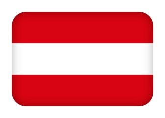 Obraz premium Austria flag with round corners. 3d illustration button flag of Austria transparation png