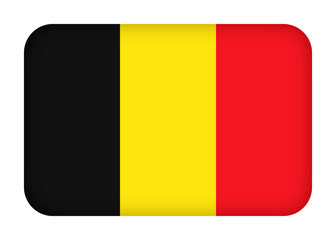 Belgium flag with round corners. 3d illustration button flag of Belgium transparation png