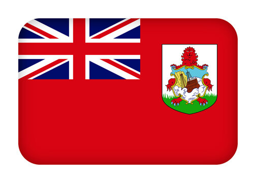 Bermuda flag with round corners. 3d illustration button flag of Bermuda transparation png