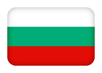 Obraz premium Bulgaria flag with round corners. 3d illustration button flag of Bulgaria transparation png