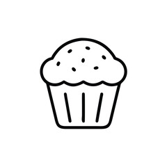 Simple Cupcake Icon With Sprinkles Dessert Food Line Art Vector
