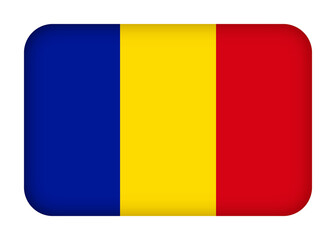 Chad flag with round corners. 3d illustration button flag of Chad transparation png