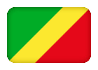 Congo Republic flag with round corners. 3d illustration button flag of Congo transparation png