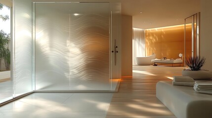 Clean bathroom space with textured walls high resolution picture