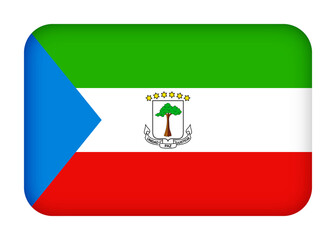 Obraz premium Equatorial Guinea flag with round corners. 3d illustration button flag of Equatorial Guinea transparation png