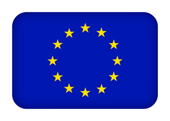 EU flag with round corners. 3d illustration button flag of European Union transparation png