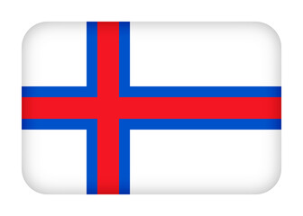 Obraz premium Faroe Islands flag with round corners. 3d illustration button flag of Faroe Islands transparation png