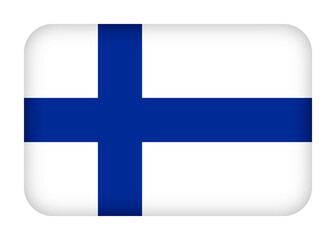 Obraz premium Finland flag with round corners. 3d illustration button flag of Finland transparation png