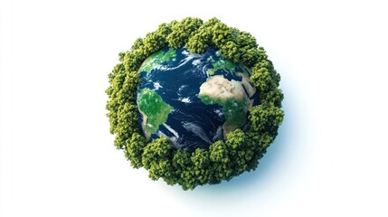 Fototapeta premium Earth Surrounded by Trees: A Symbol of Sustainability