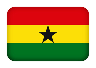 Ghana flag with round corners. 3d illustration button flag of Ghana transparation png