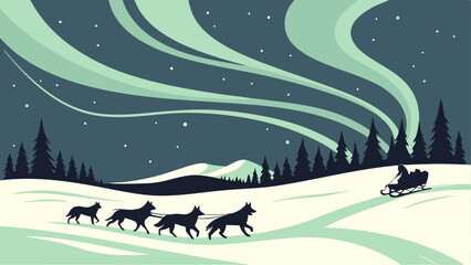 Naklejka premium winter landscape with horses