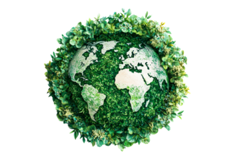Green planet earth element; simple ecology object, world health day isolated on transparent background