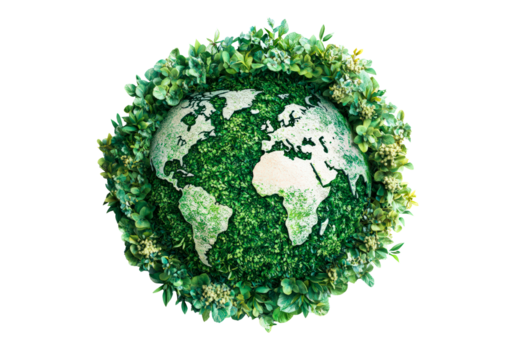 Green planet earth element; simple ecology object, world health day isolated on transparent background