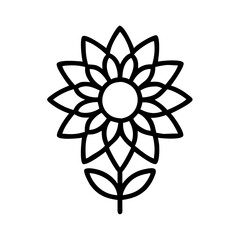 sunflower flower line drawn vector art - illustration sunflower flower isolated transparent background