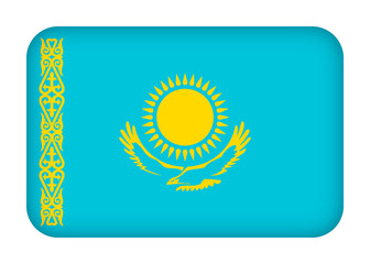 Kazakhstan flag with round corners. 3d illustration button flag of Kazakhstan transparation png