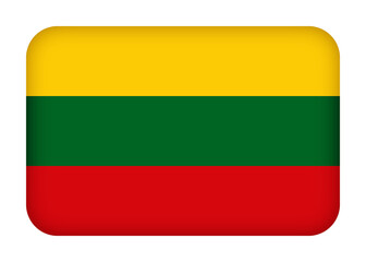 Lithuania flag with round corners. 3d illustration button flag of Lithuania transparation png