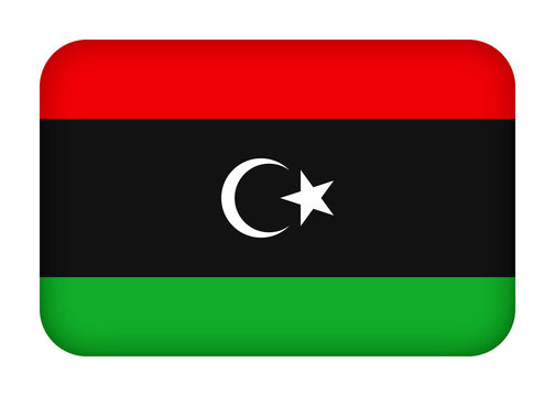 Libya flag with round corners. 3d illustration button flag of Libya transparation png