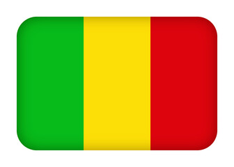 Mali flag with round corners. 3d illustration button flag of Mali transparation png