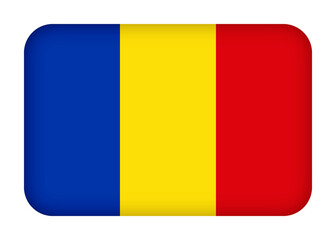 Romania flag with round corners. 3d illustration button flag of Romania transparation png