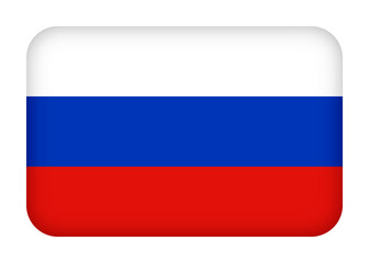 Fototapeta premium Russia flag with round corners. 3d illustration button flag of Russia transparation png