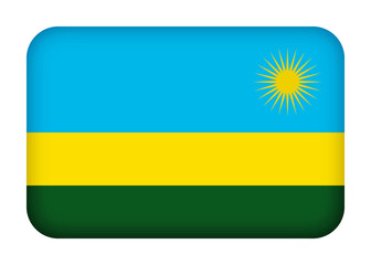 Rwanda flag with round corners. 3d illustration button flag of Rwanda transparation png
