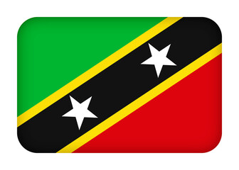 Saint Kitts and Nevis flag with round corners. 3d illustration button flag of Saint Kitts and Nevis transparation png