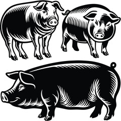 Fototapeta premium set-of-pig-silhouette-vector-image (21).eps