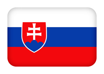 Obraz premium Slovakia flag with round corners. 3d illustration button flag of Slovakia transparation png