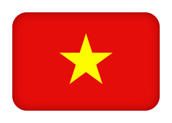 Vietnam flag with round corners. 3d illustration button flag of Vietnam transparation png