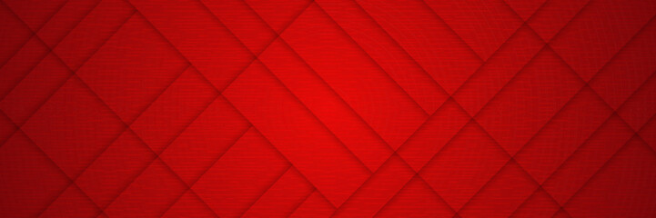 Red banner suitable for social networks with modern geometric shapes. Horizontal background, headers, posters, cards, website. Vector illustration
