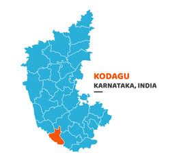 Kodagu District Map Illustration Vector Graphic on White Background
