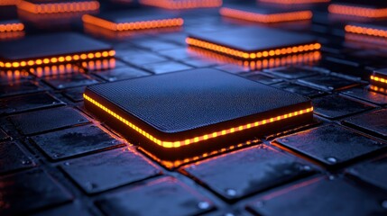 Abstract Futuristic Technology: Illuminated Blocks