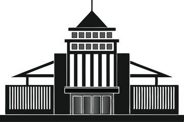 Fototapeta premium Stylish building vector with silhouette black detail 