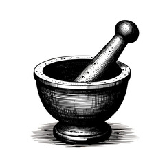 mortar and pestle vextor isolated on transparant background