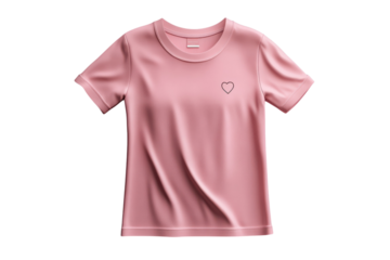 Pink women s tee shirt small heart detail soft drape studio shot black background