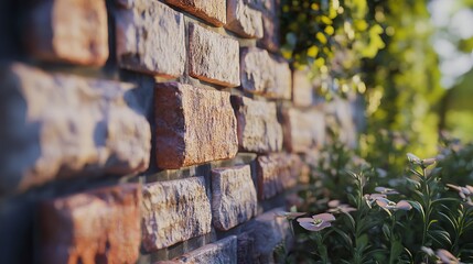 Mason placing decorative bricks for a garden wall. Featuring decorative masonry and landscaping