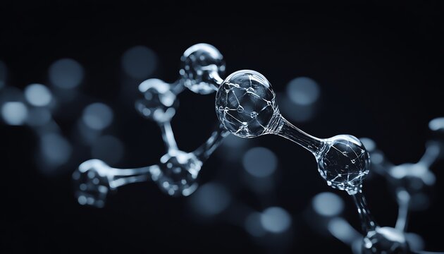 Highresolution 3D illustration of PFOS molecule, formula C8HF17O3S, ball and stick model, molecular structure on dark black background