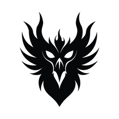 Naklejka premium phoenix face flames vector art silhouette